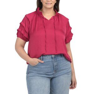 ALEX + LILI Sangria Solid Blouse